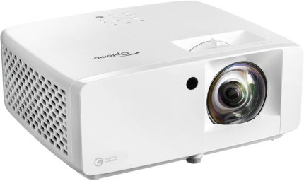 Optoma ZH450ST DuraCore FHD Short-Throw Laser DLP Projector, 4200 ANSI Lumens Brightness, 360° Projection, Integrated Speaker, 30000Hr Laser Light, HDMI 2.0 / USB / RS232 / RJ45, White | E9PD7L311EZ3