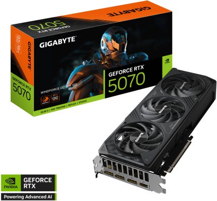 GIGABYTE GeForce RTX 5070 WINDFORCE OC SFF Graphics Card, 12GB GDDR7 192-Bit Memory, 2542 MHz Core Clock, 6144 CUDA Cores, PCI Express 5.0 | GV-N5070WF3OC-12GD