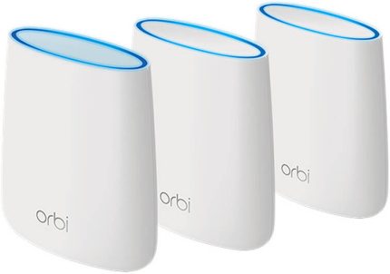 NETGEAR RBK30 Orbi Whole Home Mesh Wi-Fi System - Router + Satellite, Up to 6000 Sq Ft Coverage, Tri-Band AC2200 2.2 Gbps Speed, Circle Parental Controls And Alexa Enabled, Pack 3, White | NG-RBK30
