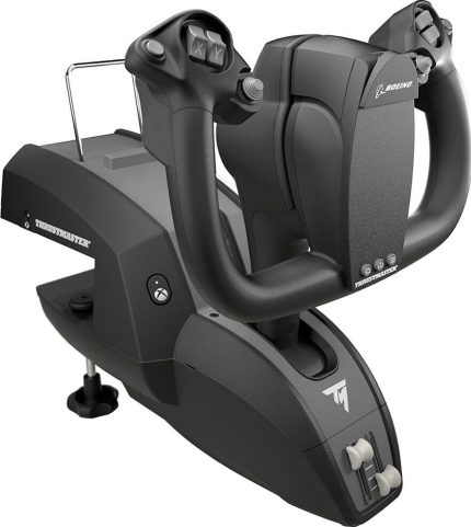 Thrustmaster TCA Yoke Boeing Edition Flight Stick Controller, 18 Buttons, 150° Wheel Rotation, Dual Throttles, 1 1 Scale Replica, For PC / Xbox One / Xbox Series, Black | TM-JSTK-TCA-YOKE