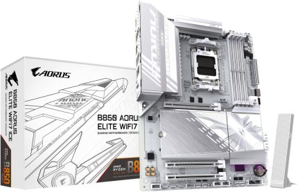 GIGABYTE B850 Aorus Elite WIFI7 ICE AM5 ATX Motherboard, AMD B850 Chipset, 4x DDR5 DIMM Slots, Up to 256GB Max Memory, 1x PCIe 5.0 x16, 3x M.2 Slots, WiFi & BT, White | B850-AORUS-ELITE-WIFI7-ICE