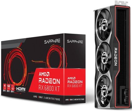 Sapphire Pulse AMD Radeon RX 6800 XT Gaming Graphics Card - 16GB GDDR6, 256 bit, 2310 MHz Bosst Clock, 16 Gbps Effective, PCI Express 4.0, 1x HDMI, 3x DisplayPort, | S88-1E439-400SA
