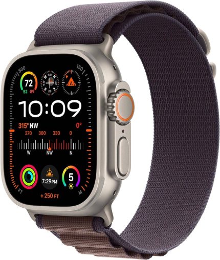 Apple Watch Ultra 2 GPS+Cellular 49mm Smartwatch with Rugged Titanium Case & Indigo Alpine Loop - Large, Fitness Tracker, GPS, Action Buton, Extra-Long Battery Life, Bright Retina Display | MRFG3ZA/A