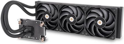 Thermaltake AW360 AIO Liquid CPU Cooler, 360mm Radiator, 3x TOUGHFAN 12 Pro Fan, 2000 RPM Fan Speed, 70.8 CFM Fan Airflow, Copper Water Block, Rubber Tube, Black | CL-W450-PL12BL-A