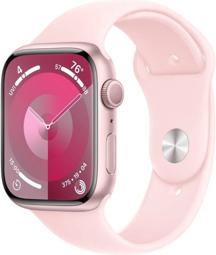 Apple Watch Series 9 GPS 41mm Smartwatch, Pink Aluminum Case, Always-On Retina LTPO OLED Display, S9 SiP Chip, 4-Core Apple Neural Engine, Light Pink Sport Band - S/M | MR933