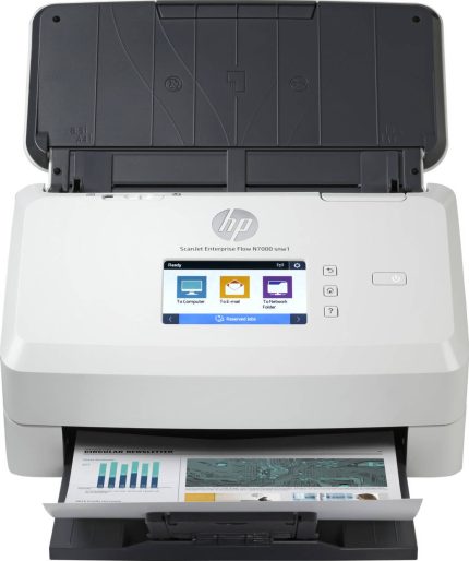 HP ScanJet Enterprise Flow N7000 snw1 Scanner, Scans Up To 75 ppm / 150 IPM, 4.3'' Color Touchscreen, Includes 80 Page ADF, One Pass Duplex Scanning, Sheetfed, Wi-Fi / USB / Ethernet, White | 6FW10A