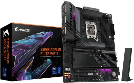 GIGABYTE Z890 Aorus Elite Wi-Fi 7 LGA 1851 ATX Motherboard, Intel Z890 Chipset, 4x DDR5 DIMM Slot, Up to 256GB Max Memory, Wi-Fi 7 & BT 2.4, 1x PCIe 5.0 x16, 4x M.2 Slots, Black | Z890-A-ELITE-WIFI7