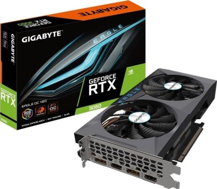 Gigabyte GeForce RTX 3060 GV-N3060EAGLE - 12GB GDDR6 EAGLE OC Ampere, PCI-E 4.0 x 16, 192bit, GeForce RTX™ 3060, Graphics Card | GV-N3060EAGLE OC-12GD