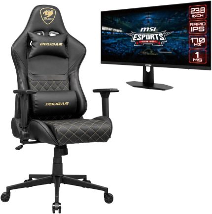 Pro Gamer Performance Bundle - Cougar Armor One V2 Gaming Chair + MSI G244F eSports Gaming Monitor | G244F/3MAO2GLB.0001