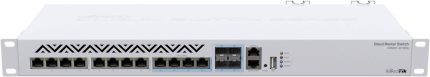 Mikrotik CRS312-4C+8XG-RM 12-Port 10G RJ-45 Network Switch, Dual Power Supply, 240 Gbit/s Switching Capcity, 60W Max Power, 1x 10/100 ETH Ports, 4x 10G Ethernet/ SFP+ Ports, USB-A | CRS312-4C+8XG-RM