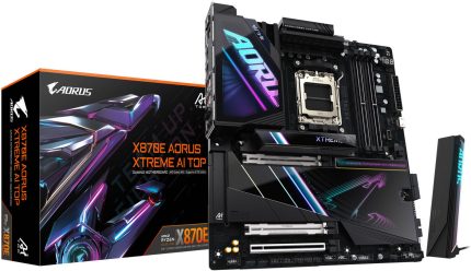 GIGABYTE X870E Aorus XTREME AI TOP E-ATX AM5 Motherboard, AMD X870E Chipset, 4x DDR5 DIMM Slots, Up to 256GB Max Memory, 2x PCIe 5.0 x16 Slot, 4x M.2 Slots | X870E-A-XTREME-AI-TOP