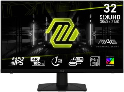 MSI MAG 322UPF Gaming Monitor, 32" 4K UHD Rapid IPS Display, 160Hz Refresh Rate, 1ms (GtG) Response Time, AMD FreeSync Premium Technology, VESA DisplayHDR 400 Support, Black | MAG-322UPF