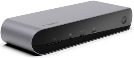 Belkin CONNECT Pro 12-in-1 Thunderbolt 4 Dock, 2xThunderbolt 4, 2x HDMI 2.0, USB-C, 4x USB-A, SD, Audio, Gigabit Ethernet. Up to 8K HD, up to 40Gbps, For macOS, and Windows, Gray | INC006VFSGY