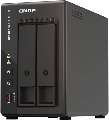 QNAP TS-253E 2 Bay High-Performance Desktop NAS, Intel Celeron J6412 Processor, 8 GB DDR4 RAM, 2 x 3.5" SATA 6Gb/s, Dual 2.5GbE Network Connectivity, 2xM.2 2280 PCIe, 2 x USB 3.2 Gen2 | TS-253E-8G