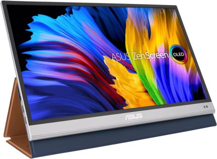 ASUS ZenScreen OLED MQ13AH 13.3" FHD Portable Monitor, 1ms Response Time, OLED, 100% DCI-P3, HDR-10, Proximity Sensor, Smart Case, USB-C, Mini HDMI, Silver | 90LM07EV-B01170