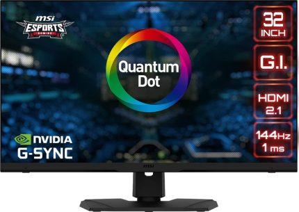 MSI Optix MPG321UR-QD 32'' UHD IPS Monitor, 3840x2160 Resolution, 144Hz Refresh Rate, 1ms MPRT Response Time, 16 9 Aspect Ratio, DisplayHDR 600, G-Sync Compatible, Black | 9S6-3DC07T-001