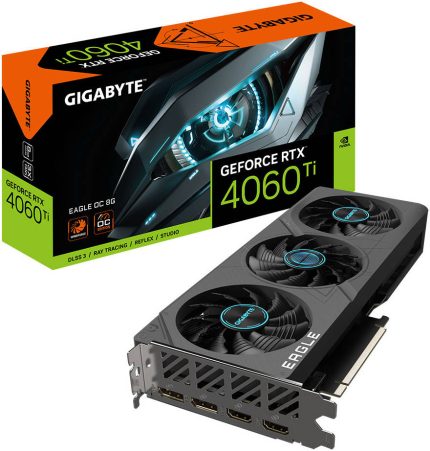 GIGABYTE GeForce RTX 4060 Ti EAGLE OC Graphics Card, 8GB GDDR6 128 bit Memory, 2550 MHz Core Clock, 4352 CUDA Cores, 18 Gbps Memory Clock, PCI-E 4.0, DisplayPort/ HDMI | GV-N406TEAGLE OC-8GD