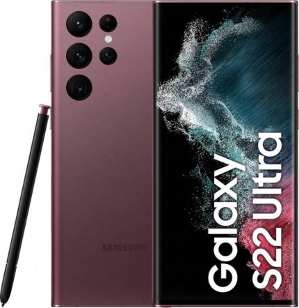 Samsung Galaxy S22 Ultra Dual SIM, 6.8" Quad HD+ Display, 8GB RAM, 128GB Storage, 108.0 MP+10.0 MP+12.0 MP+10.0 MP Camera, Wifi+5G Network, 5000mAh Battery, UAE Version, Burgundy | S200731581