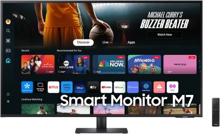Samsung M7 M70D Smart Monitor, 43" 4K UHD VA Display, 60Hz Refresh Rate, 4ms (GtG) Response Time, WiFi 5 & BT 5.2 Connectivity, Built-In Speakers, Tizen Operating System, Black | LS43DM702UMXUE