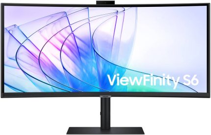 SAMSUNG S65VC Webcam Business Monitor, 34" VA Ultra WQHD, 100Hz Refresh Rate, 5ms Response Time, 1000R Curvature, Adaptive Picture, 5MP, IR camera, Integrated Speakers, Black | LS34C650VAMXUE
