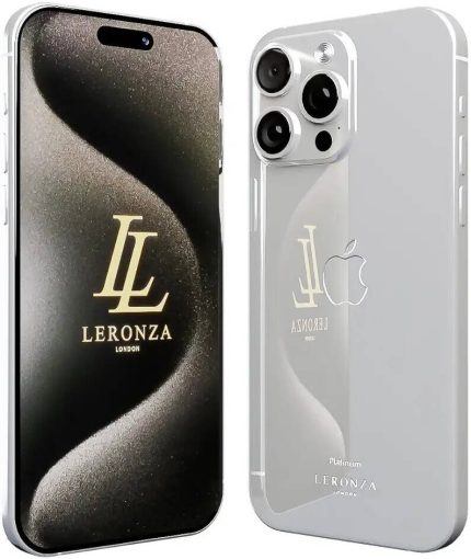 Leronza iPhone 15 Pro, 6.1" OLED Super Retina XDR Display, A17 Pro Chip, 6-Core CPU, 6-Core GPU, 16-Core Neural Engine, 256GB SSD Storage, Solid Platinum Elite | APL-PROELT-PLAT256-1