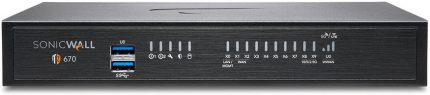 SonicWall TZ670 Network Security Appliance, 8x1GbE, 2x10G SFP+, 2 USB 3.0, 1 Console Interfaces, Up to 5 Gbps Firewall Inspection Throughput, 1,500,000 Max Connections, Black | 02-SSC-2837
