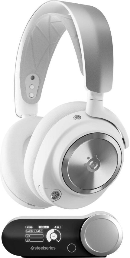 SteelSeries Arctis Nova Pro Wireless Multi-System Gaming Headset XBOX & PC, 40mm Neodymium Drivers, ClearCast Gen2 Retractable Mic, Active Noise Cancellation, 360° Spatial Audio, White | 61525