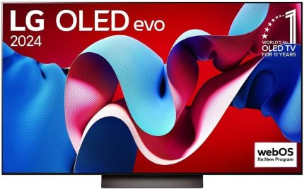 LG OLED evo C4 4K Smart TV, 55" OLED 4K UHD Display, 120Hz Native Refresh Rate, a9 AI Processor 4K Gen7, OLED Dynamic Tone Mapping Pro, FreeSync & G-Sync Compatible, Black | OLED55C46LA