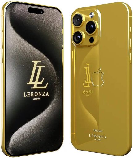 Leronza iPhone 15 Pro, 6.1" OLED Super Retina XDR Display, A17 Pro Chip, 6-Core CPU, 6-Core GPU, 16-Core Neural Engine, 256GB SSD Storage, Solid Gold Elite | APL-PROELT-GLD256-1