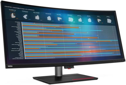 Lenovo ThinkVision P40w-20 Curved Monitor, 40" IPS Display, WUHD Resolution, 75Hz Refresh Rate, 4ms (Extreme Mode) Response Time, 1.07b Color Display, 2500R Curvature, Black | 62C1GAT6UK
