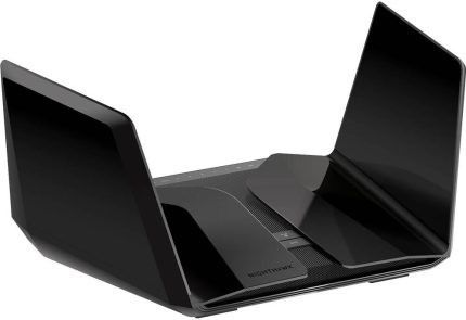 Netgear Nighthawk Tri-Band WiFi 6E Router, (up to 10.8Gbps) with New 6GHz Band, 2.4GHz (1200 Mb/s), 5GHz (4800 Mb/s) & 6GHz (4800 Mb/s), Max 10800 Mb/s Throughput, 8x Internal Antenna, Black | RAXE500