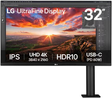 LG 32UN880K Ergo Monitor, 32" IPS Display, 4K UHD Resolution, 60Hz Refresh Rate, 5ms (GtG @ Faster) Response Time, 1.07b Color Display, Dynamic Action Sync, Black | 32UN880K