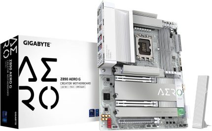 GIGABYTE Z890 Aero G LGA 1851 ATX Motherboard, Intel Z890 Express Chipset, 4x DDR5 DIMM Slots, Up to 256GB Max Memory, Wi-Fi 7 & BT5.4, 2x PCIe 5.0 x16 Slots, 5 x M.2 Slots, White | Z890-AERO-G