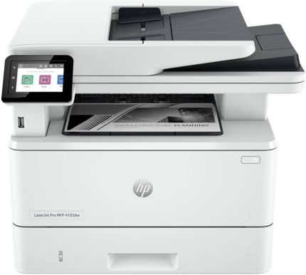 HP LaserJet Pro MFP 4103dw Printer, 2.7" Color Touchscreen Display, Up to 42ppm Print Speed, Up to 40cpm Copy Speed, 50 Sheets ADF Capacity, White | 2Z627A