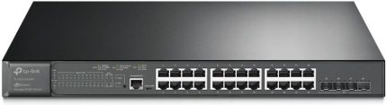 TP-Link JetStream 4-Port 10GE SFP+ L2+ Managed Switch with 24-Port PoE+, 24x 10/100/1000 Mbps RJ45 Ports, 128 Gbps Switching Capacity, Advanced L3 Features, Black | SG3428XMP