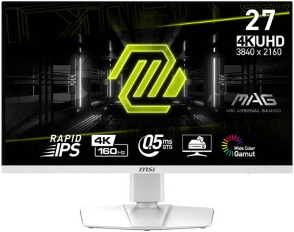 MSI MAG 274URFW 27" 4K UHD 160Hz Rapid IPS Gaming Monitor, 0.5ms (GtG) Response Time, VESA DisplayHDR, AMD FreeSync Premium, 1.07B 10 bits Display Colors, Type C / HDMI / DP, White | 274URFW