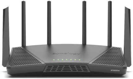 Synology RT6600 AX6600 Wireless Tri-Band Gigabit Router, Wi-Fi 6, Up to 6600 Mb/s Speed, VPN Remote Access, 6 x Ext Antennas, 3x Gbt LAN, 1x 2.5G WAN/LAN, 1x USB 3.2, Black | RT6600AX