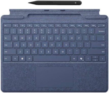 Microsoft Surface Pro Keyboard With Slim Pen 2, Mechanical Keyset, Large Touchpad, Storage & Charging Tray, For Surface Pro 9/8/X, ENG Layout, Sapphire Blue | 8X6-00191