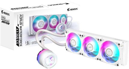 GIGABYTE AORUS WATERFORCE X II 360 ICE, AIO Liquid Cooler With ARGB Fans, 360mm, Rotatable Water Block, Intel 115x,1200,1700 AMD TR4, AM5, AM4, sTR5, White | AORUS-WATERFORCEX-II-360I