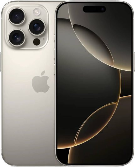 Apple iPhone 16 Pro, 6.3" OLED Super Retina XDR Display, A18 Pro Chip, 6-Core CPU, 6-Core GPU, 16-Core Neural Engine, 1TB Storage, 5G/Wi-Fi 7, Face ID, INTL Ver, Natural Titanium | iP16PR-1TBINTLNT