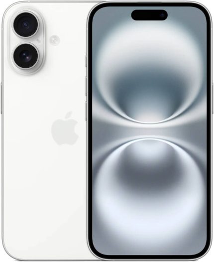 Apple iPhone 16, 6.1" OLED Super Retina XDR Display, A18 Chip, 6-Core CPU, 5-Core GPU, 16-Core Neural Engine, 128GB Storage, 5G/Wi-Fi 7, Face ID, International Version, White | iP16-128INTLWHT