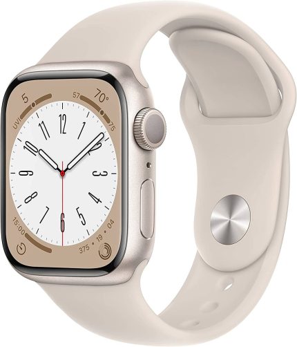 Apple Watch Series 8 (GPS) 41mm Starlight Aluminum Case with Starlight Sport Band - Small/Medium | MNP63VC/A / MNU93LL/A